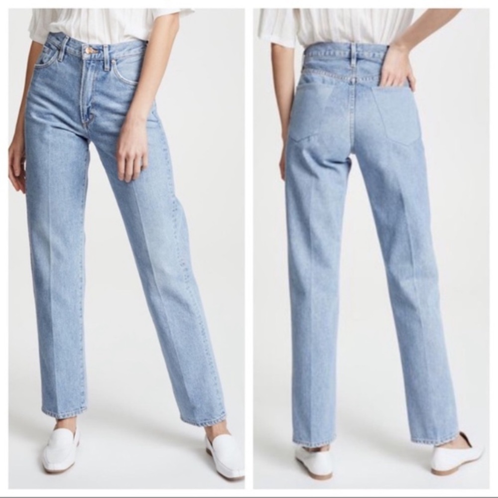 Goldsign Jeans Straight Leg High Rise Button Fly Light Wash